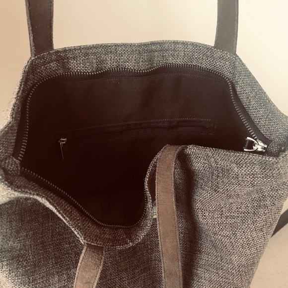 Wool Tote bag with leather handles - Picture 4 of 9